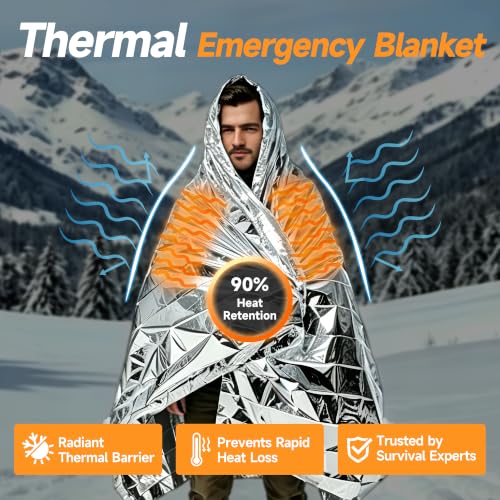 Emergency Blanket Thermal Space Mylar Blankets 4Packs - Image 6