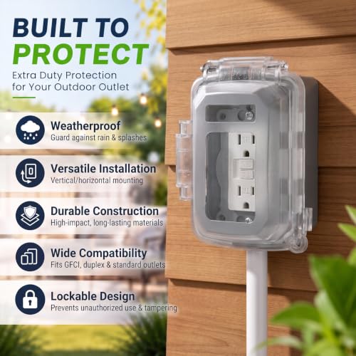 15 Amp GFCI Outlet with Weatherproof Cover for Patio Remodelers - Image 3