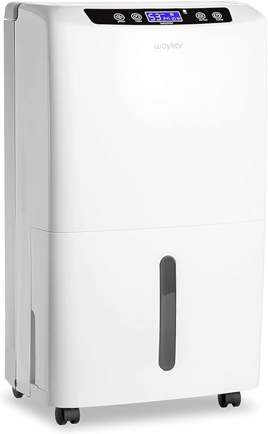 Waykar 2000 Sq. Ft. Energy Star 2025 Dehumidifier for Basement, Smart Compressor 34 Pints Dehumidifiers for home with Drain Hose and Water Tank.