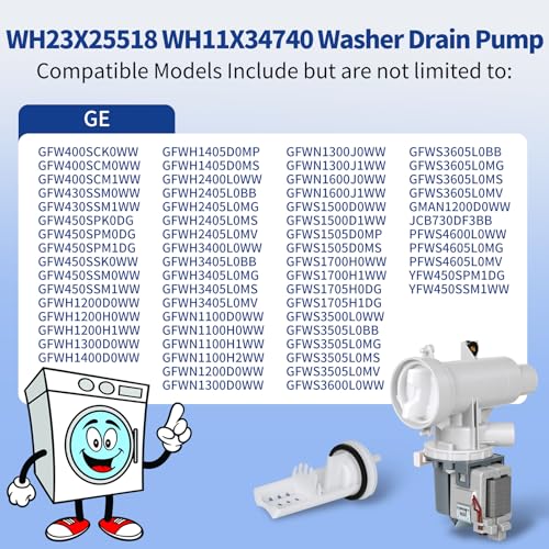 WH11X34740 WH23X25518 Drain Pump GFW450SSM1WW Fit for GE Front - Image 8