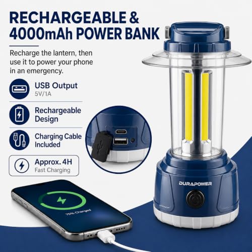 Durapower LED Camping Lantern Rechargeable, Bright 2000 Lumen - Image 5