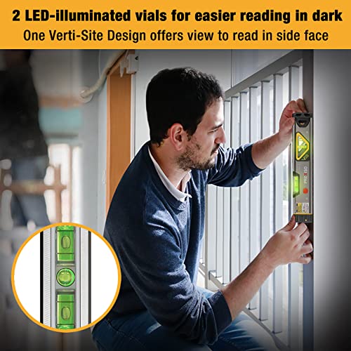 PREXISO 2-in-1 Laser Level 100Ft/30Ft, 12" Magnetic Spirit Level - Image 6
