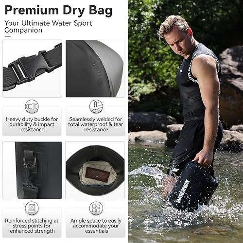 MARCHWAY Floating Waterproof Dry Bag Backpack, Roll Top - Image 3