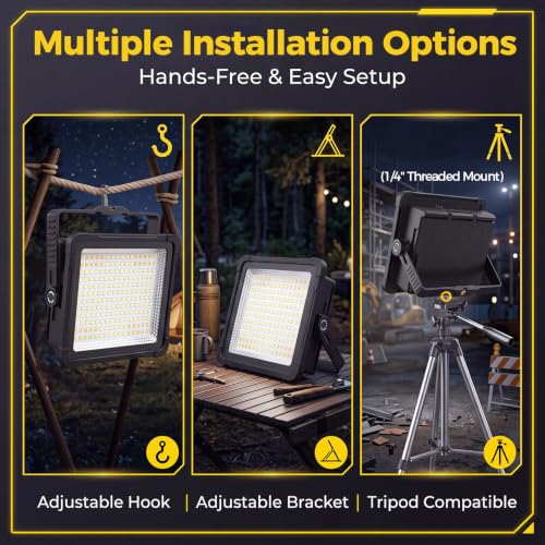 52000LM Solar LED Work Light Rechargeable, Portable Flood - Image 6