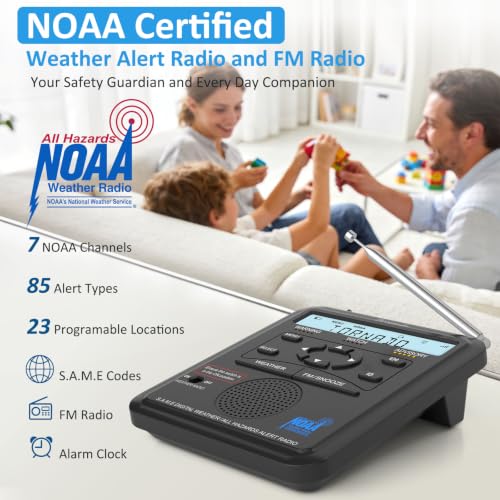 DreamSky Weather Radio NOAA Alert with Battery Backup & FM Radio - Image 4
