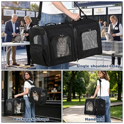 Large Cat Carrier for 2 Cats with Travel Litter Box, 2-in-1 - Image 7