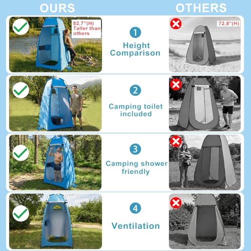 82.7Inch Tall Shower Tent and Camping Toilet | Travel Essentials - Image 7