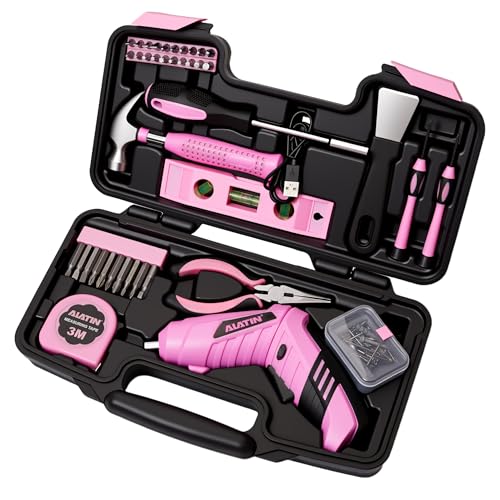 Pink Cordless Screwdriver Tool Set, 40-Piece Household | Hand Tools - Image 2