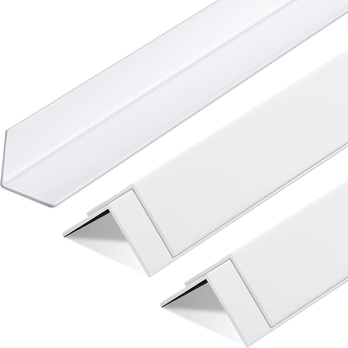 Sasylvia 5 Pcs Wall Corner Protector Guards, Vinyl 3/4 x 48 Inches Corner Trim Molding, Avoid Scratching Scuffs, Ease Install and Cleaning for Door Countertop Furniture Cabinet Protection, White