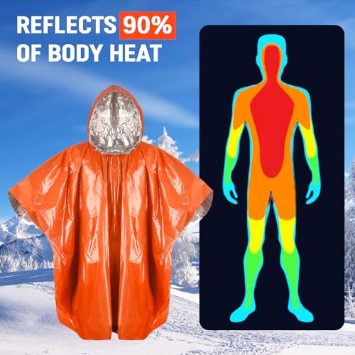 Emergency Survival Rain Poncho 4 pack Thermal Mylar Space - Image 7