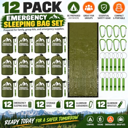 12 Pack Emergency Sleeping Bag for Adults, Survival Bivy Sack - Image 3
