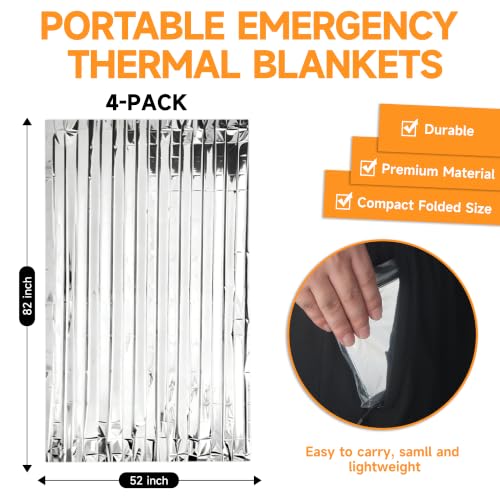 Emergency Blanket Thermal Space Mylar Blankets 4Packs - Image 4