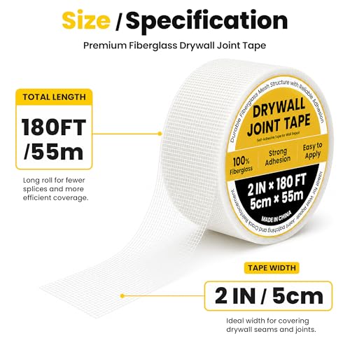 Drywall Tape 2 in x 180 Ft, Self-Adhesive Fiberglass Mesh Tape - Image 7