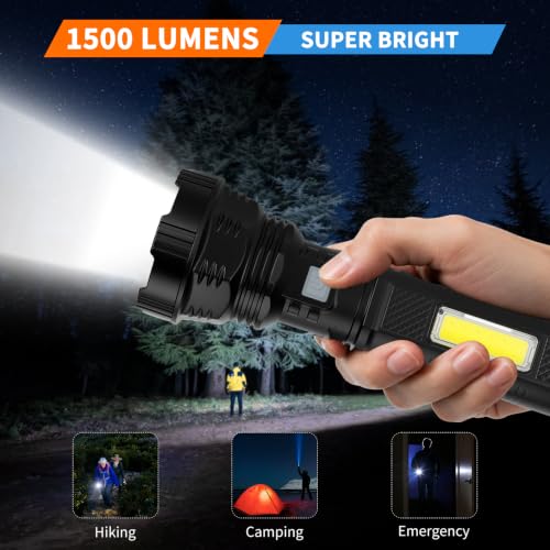 VOETIR Led Solar Flashlight, 1500 Lumens Led Solar | Travel Essentials - Image 3