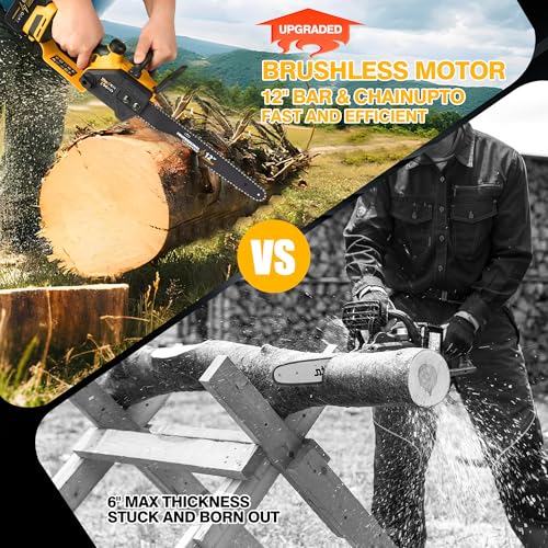 12" Electric Chainsaw Cordless, 20V Battery Powered - Image 4