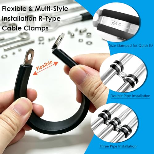 200 Pcs Stainless Steel Cable Clamp, 16 Sizes No Damage | Hand Tools - Image 6