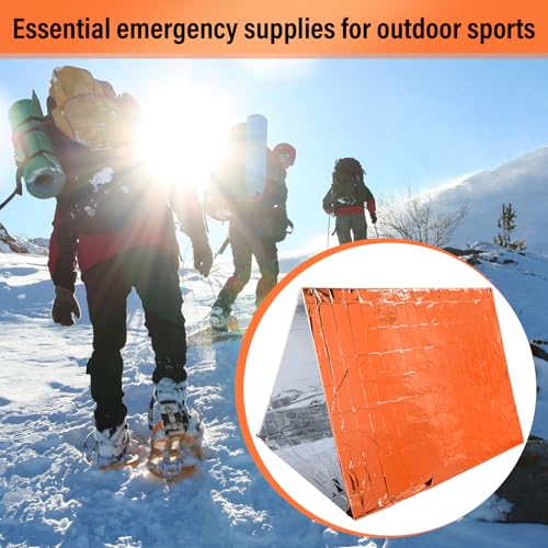 20 Pcs Emergency Blankets Bulk Space Survival Blanket, Orange - Image 6