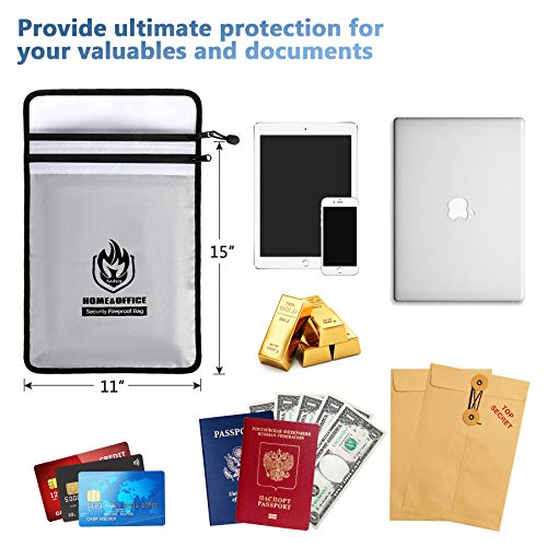 2 Pockets Fireproof Document Bag (15"x11"), Protect Values - Image 3