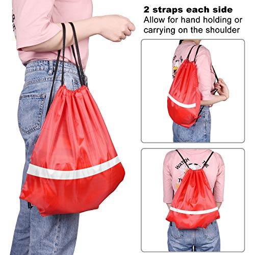 KUUQA 12 Pcs Drawstring Backpack Bag Bulk Reflective,Red - Image 7