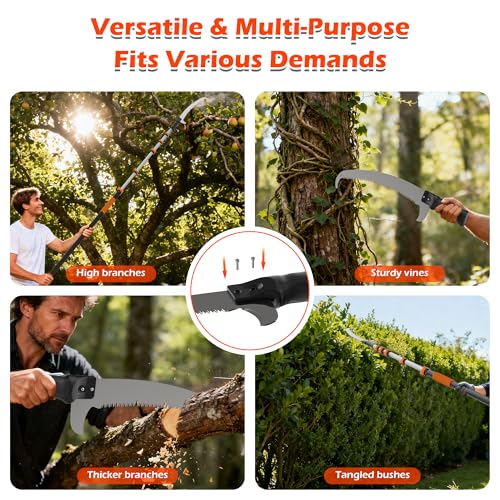 26FT Manual Pole Saw for Tree Trimming, 5-20FT Telescoping - Image 5