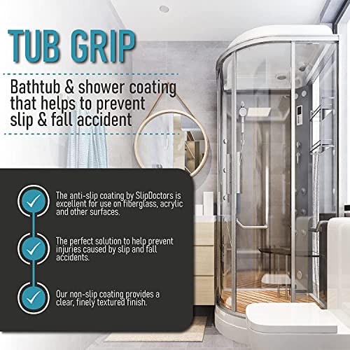 Anti-Slip Bath & Shower Floor Solutions (2 Bottles) - Tub Grip - Barefoot Friendly Non-Slip Coating Fixes Slippery Fiberglass & Acrylic Showers & Tubs
