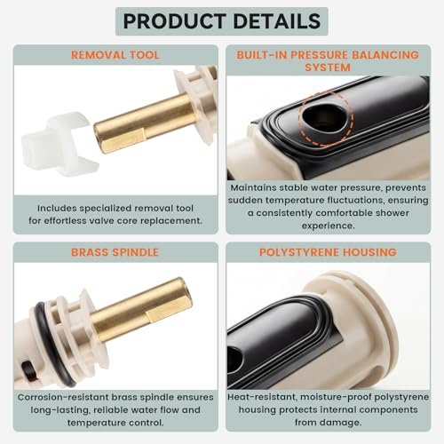 1222 Cartridge Kit for Moen Posi One Handle Temp Faucet, Bathtub - Image 5
