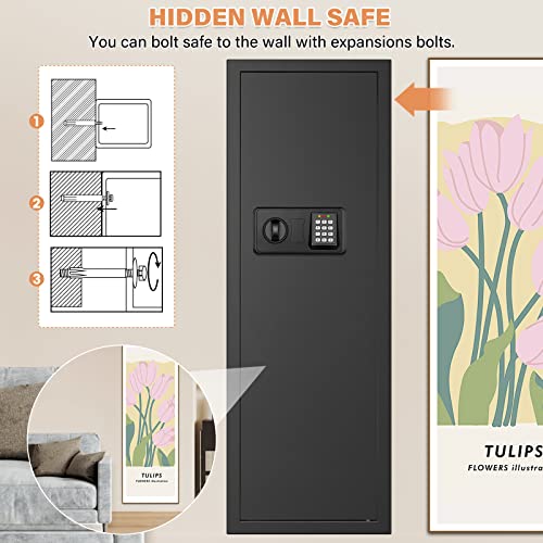 Black 43.3" Tall Fireproof Wall Safe Between Studs 16" Centers - Image 5