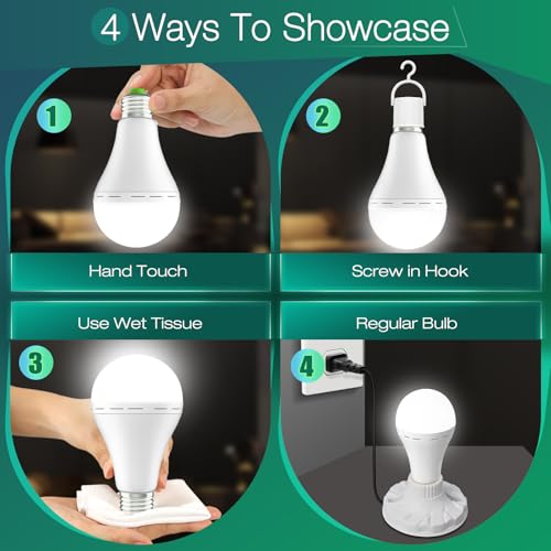 Emergency Rechargeable Light Bulb with Hook,Stay Lights Up - Image 4