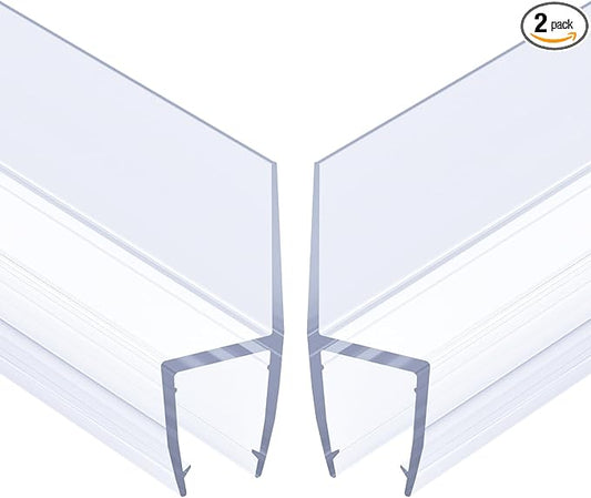 AmazerBath Shower Door Side Seal Strip (Set of 2), Frameless Glass Shower Door Seal Strip - Suitable for 3/8 Inch Glass, 78 inch