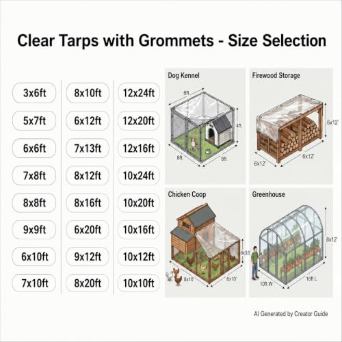 Clear Tarp with Grommets,8x10ft Transparent Heavy Duty - Image 7