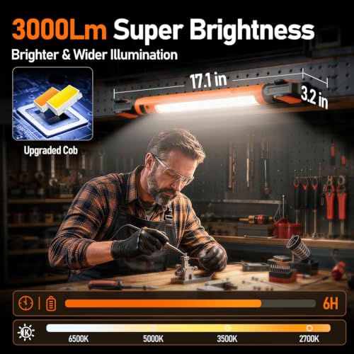 Magnetic Rechargeable LED Work Light Bar, 3000LM with Motion - Image 4