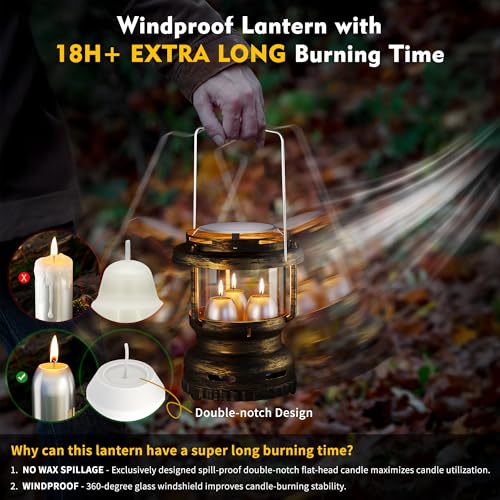 3-Wick Candle Lantern for Power Outages, 18H Emergency Light - Image 3