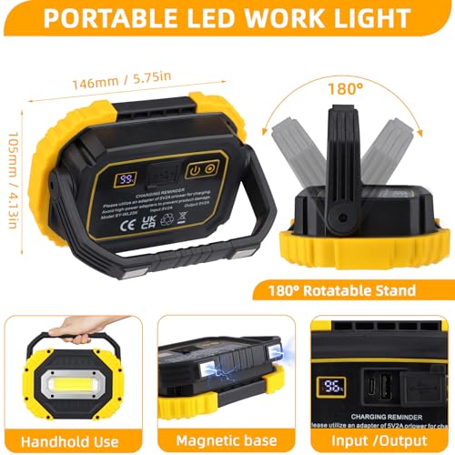YXQUA 30W Rechargeable LED Work Light, 3000LM IP65 Magnetic Base - Image 3