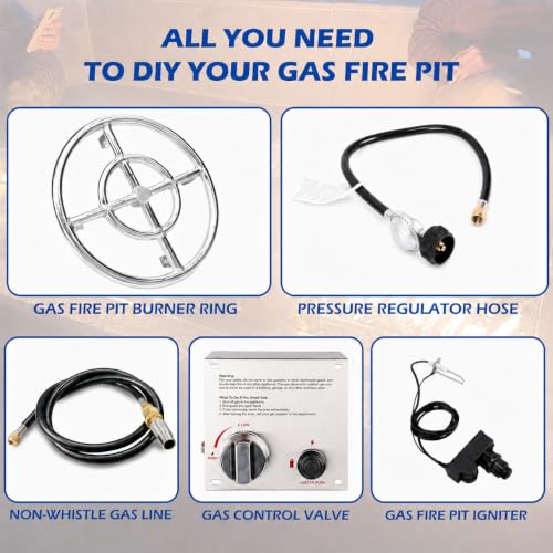 GRISUN 12 Inch Fire Pit Burner Ring Kit, DIY Round Gas - Image 3