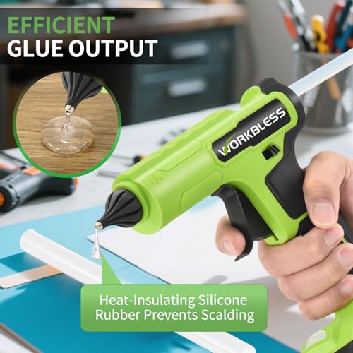 Cordless Hot Glue Gun 21V 2Ah Battery & Full Size Stick Set,Green - Image 6
