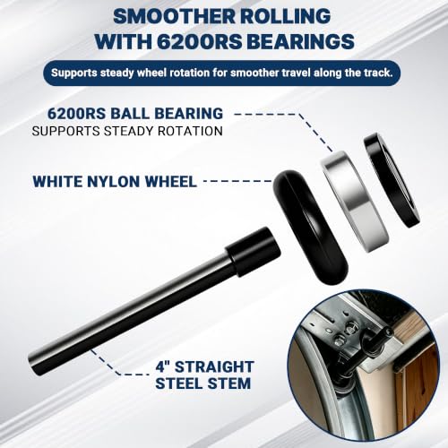 12 Pack 2" Nylon Garage Door Rollers with 6200RS Bearings, 4" - Image 6