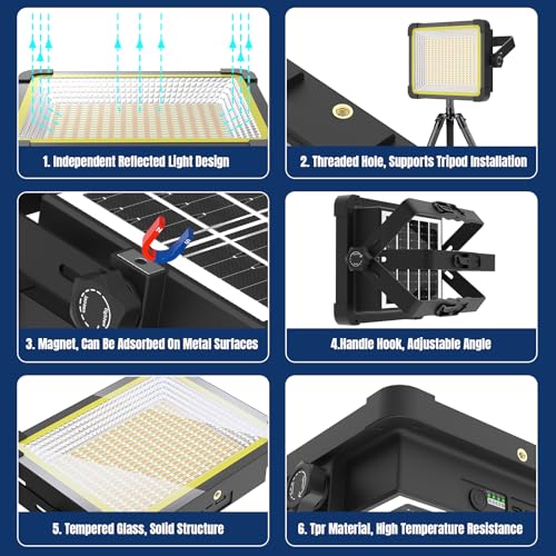 400W Solar LED Work Light32000MAhPortable Rechargeable - Image 6