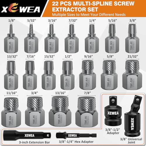 XEWEA 22PCS 3/8" Drive Screw Extractor Set, Bolt Remover Kit - Image 3
