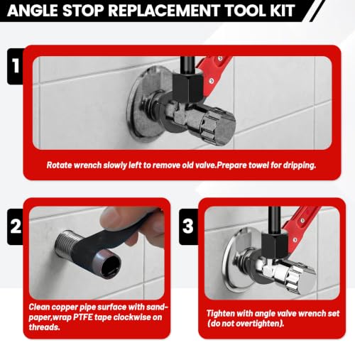 5 Pcs Plumbing Tools Kit with Angle Stop Wrench Kit - Image 4