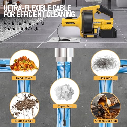 Cordless Drain Auger Compatible with Dewalt 20V Battery(No - Image 5