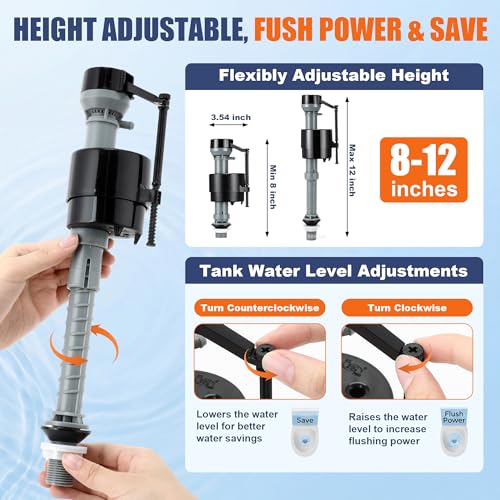 6 Pack Universal Toilet Flusher Replacement Kit and Toilet - Image 4