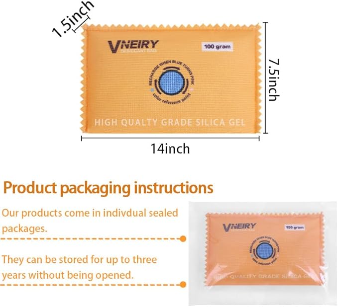 100g Rechargeable Colordot Desiccant packet (6) Reusable Moisture Absorbers with Color Indicator for 3D Filaments, Closets, Cars, Storage Bins, Luggage, Gun Safe & Small Spaces