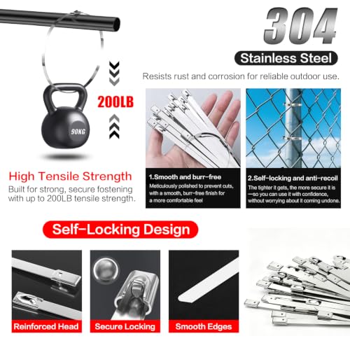 Metal Zip Ties Tool Kit with 150Pcs 11.8inch 304 Stainless - Image 5