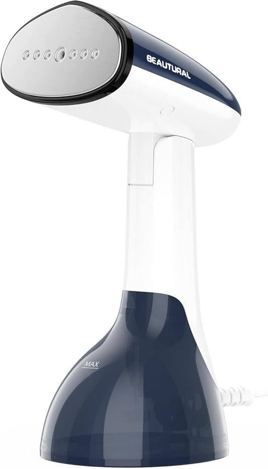 BEAUTURAL Steamer for Clothes, Portable Handheld Garment Fabric Wrinkles Remover, Aluminun Heating Plate, 35-Second Fast Heat-up, Large Detachable Water Tank (Only for 120V)