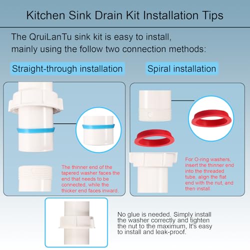 Universal 1-1/2" Kitchen Sink Drain Kit, Space-Saving - Image 4