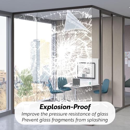 Security Safety Shatterproof Window Film 4 Mil Clear 35.4x78.7in - Image 6