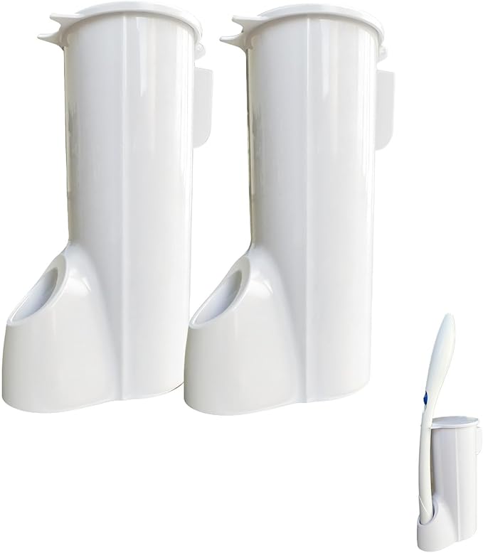 2 Packs Toilet Wand Caddy Holder (Holder Only, No Wand), Disposable Brush Kit, Stand Toilet Cleaning Starter Kit, Wall Mounted Storage Caddy.