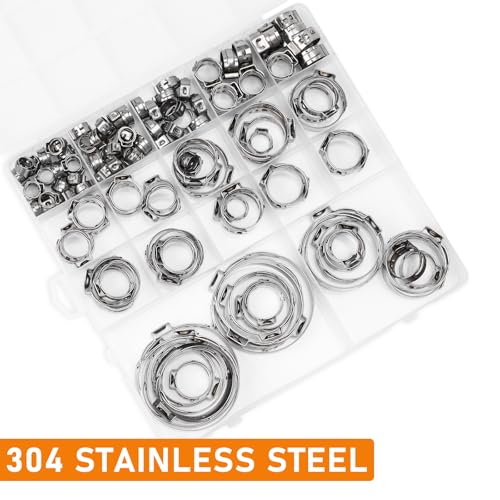 117PCS Sieqioor 16 Sizes Single Ear Hose Clamps,5.3-48.5mm(0.21–1 - Image 6