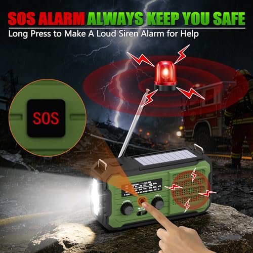 Emergency Radio Hand Crank Solar, 10000mAh/37000mWh Emergency - Image 4