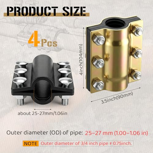 4 Pcs 3/4 Inch Pipe Repair Clamp for 0.98-1.06 Inch Outer | Hand Tools - Image 3